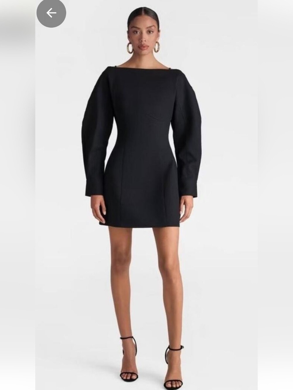 KBB by Kahlana Boat Neck Mini Dress Size 2 Black Balloon Sleeve NWOT